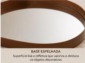 Bandeja Decorativa Espelhada em Couro Oval Organização Sofisticada para Sala, Quarto e Lavabo