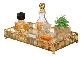 Bandeja Decorativa Espelhada Metal Taça Perfume Lavabo Bar