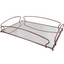 Bandeja Decorativa Espelhada Retangular Grande 45cm Rose Gold Duler Bandeja Decorativa Espelhada Retangular Grande 45cm Rose Gold Duler