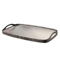 Bandeja Decorativa Espelhada Vale Detalhe em Couro Preto