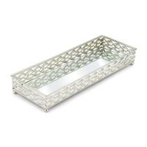 Bandeja Decorativa Francesa Luxo Retangular Tamanho M Prata Jolitex