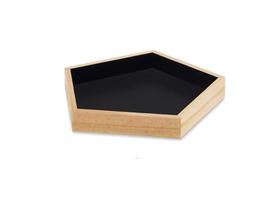 Bandeja Decorativa Geométrica Pentagono Em Madeira Preta