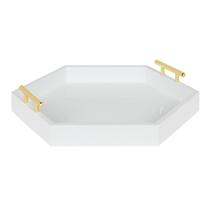 Bandeja decorativa Kate and Laurel Lipton Hexagon branca/dourada