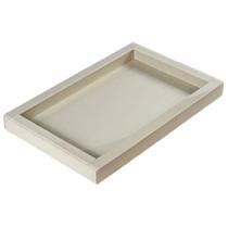 Bandeja Decorativa Luxo Vidro Laqueado Off White Extra Grande 35x55com