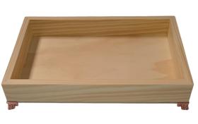 bandeja decorativa madeira pinus pé rose 31x20