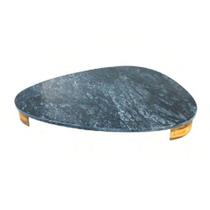 Bandeja Decorativa Maior Mármore Triangular e pés em Madeira