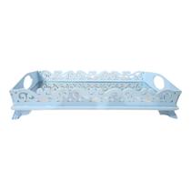Bandeja Decorativa MDF Azul Fundo Espelhado Enfeite Luxo Elegante Decoração Bandeja Decorativa MDF Azul Fundo Espelhado Enfeite Luxo Elegante Decoração
