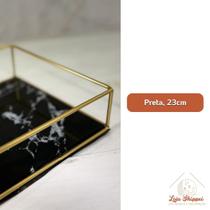 Bandeja Decorativa Metal e Vidro Estilo Mármore Retangular Premium Perfumes Lavabo Penteadeira Bandeja Decorativa Metal e Vidro Estilo Mármore Retangular Premium Perfumes Lavabo Penteadeira