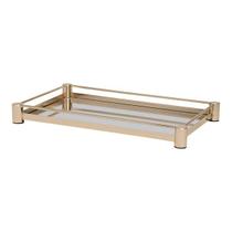 Bandeja Decorativa Multiuso Em Metal Com Fundo Espelhado Elegante