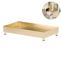 Bandeja Decorativa Multiuso Retangular Dourada Com Espelho Decoração Bandeja Decorativa Multiuso Retangular Dourada Com Espelho Decoração