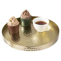 Bandeja decorativa MyGift Deluxe em latão martelado de 28 cm de diâmetro Bandeja decorativa MyGift Deluxe em latão martelado de 28 cm de diâmetro
