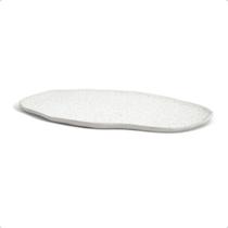 Bandeja Decorativa Oval Rasa 30cm Orgânica Branca em Cerâmica p/ Organizar Lavabo