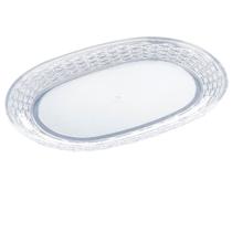 Bandeja Decorativa Oval Trançada Cristal Multiuso Grande Bandeja Decorativa Oval Trançada Cristal Multiuso Grande