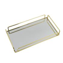 Bandeja Decorativa Para Bar / Café Dourada Espelhada Grande