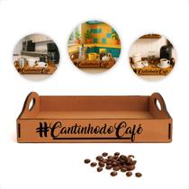 Bandeja Decorativa Para Café 39x30cm Cor Caramelo Mdf Pintada Organizar e Servir