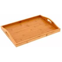 Bandeja Decorativa para Servir Café MDF Bambu 40x30x5cm