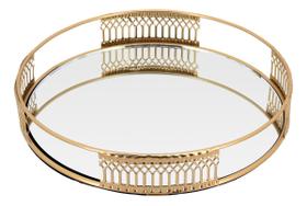BANDEJA DECORATIVA PARA SERVIR ESPELHADO METAL 3x20x20cm DOURADO