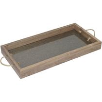 BANDEJA DECORATIVA PARA SERVIR HOME&CO RETANGULAR MDF 20x40x4cm BEGE