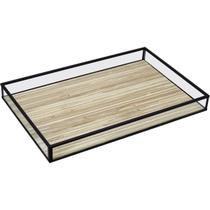 BANDEJA DECORATIVA PARA SERVIR HOME&CO VIDRO 3x20x30cm BEGE