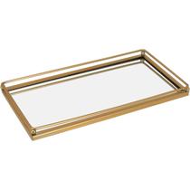 BANDEJA DECORATIVA PARA SERVIR LAVABO ESPELHADO METAL 2x14x27cm DOURADO