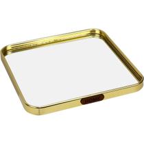 BANDEJA DECORATIVA PARA SERVIR QUADRADA HOME&CO COM ESPELHO METAL 1x20x20cm DOURADO
