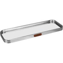 BANDEJA DECORATIVA PARA SERVIR RETANGULAR HOME&CO COM ESPELHO METAL 1x30x10cm PRATA