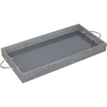Bandeja Decorativa Para Servir Retangular Mdf 20x40x4 Cinza