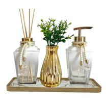 Bandeja Decorativa Pedra Mármore Branco Multiuso Retangular Vidro Bandeja Decorativa Pedra Mármore Branco Multiuso Retangular Vidro