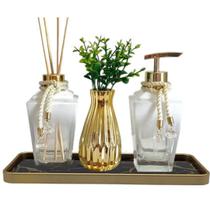 Bandeja Decorativa Pedra Mármore Preto Multiuso Retangular Vidro Bandeja Decorativa Pedra Mármore Preto Multiuso Retangular Vidro