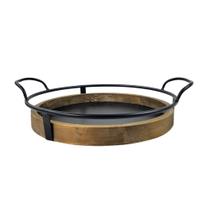 Bandeja Decorativa Preta Redonda 42X35Cm Decoração