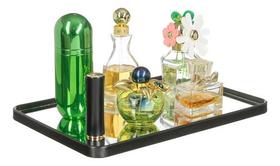 Bandeja Decorativa Retangular Com Espelho Cosméticos Perfumes Taças Luxo Home Banheiro Lavabo