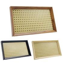 Bandeja Decorativa Retangular com Palhinha e Vidro Palha Indiana 30 cm