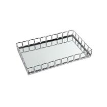 Bandeja Decorativa Retangular em Metal Prata 30cm KV0260 BTC Bandeja Decorativa Retangular em Metal Prata 30cm KV0260 BTC