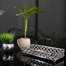 Bandeja Decorativa Retangular Em Metal Prata Com Espelho 5x24 cm M02 - D'Rossi Bandeja Decorativa Retangular Em Metal Prata Com Espelho 5x24 cm M02 - D'Rossi