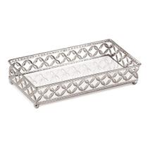 Bandeja Decorativa Retangular Em Metal Prata Espelho Bandeja Decorativa Retangular Em Metal Prata Espelho
