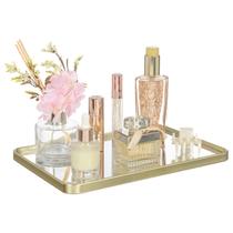Bandeja Decorativa Retangular Espelhada Luxo Perfumes Cosméticos Closet Penteadeira Banheiro Pia