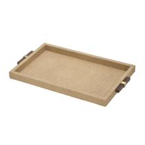 Bandeja Decorativa Retangular Mdf Bege 43cm