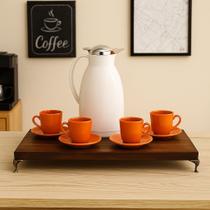 Bandeja Decorativa Rustica Com Pezinho Grande Madeira Decoração Mesa Buffet Cantinho do Café