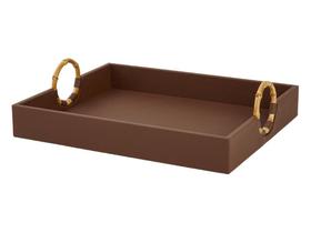 Bandeja Decorativa Sala Elegante Com Alças Em Bambu Grande Resistente Servir Decorar Mesa Posta