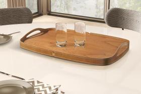 Bandeja Decorativa Vale Madeira e Couro