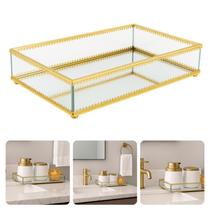 Bandeja Decorativa Vidro Espelhada Servir Decorar Multiuso Banheiro Lavabo Bar Sala Estar Retangular