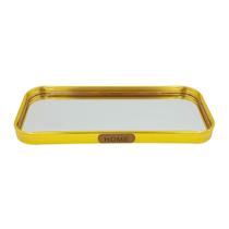 Bandeja Decorativa Vidro espelho metal dourado retangular Bandeja Decorativa Vidro espelho metal dourado retangular