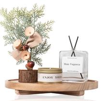 Bandeja decorativa zoocatia, organizador de banheiro redondo de madeira, 11cm