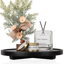 Bandeja decorativa zoocatia, organizador de banheiro redondo de madeira