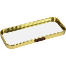 BANDEJA DECORATIVO PARA SERVIR RETANGULAR HOME&CO COM ESPELHO METAL 1x22x9cm DOURADO