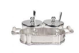 Bandeja delhi com 2 portas geléia e 2 colheres