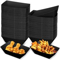 Bandeja descartável de papel para alimentos Uiifan 200 unidades preta (10,5 x 5,6 cm)