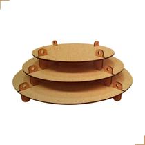 Bandeja Desmontável Redonda Kit Com 3 Mdf Festa Decoração