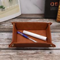 Bandeja Dobrável De Couro PU Organizador De Mesa De Escritório Doméstico Armazenamento De Quatro