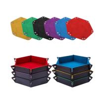 Bandeja Dobrável Hexagonal De Flanela Para Dados, Bandeja De Jogo Em PU, Caixa De Armazenamento De